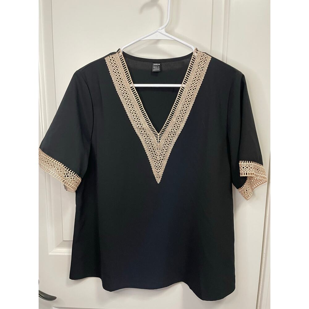 SHEIN women’s large blouse black and tan